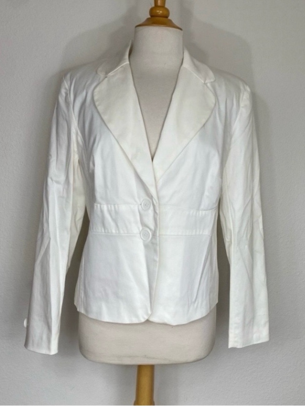 NWT New Women's Worthington Ivory Stretch Button Collared Blazer Size 14 Classic